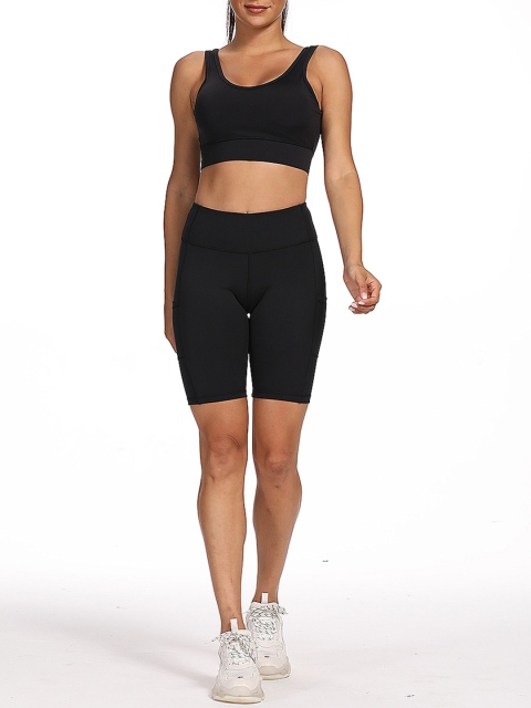 

URBANIC Women Black Pocket Gym Suit