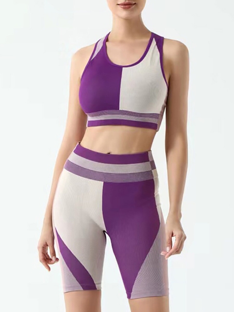 

URBANIC Women Purple & White Colourblocked Gym Suit