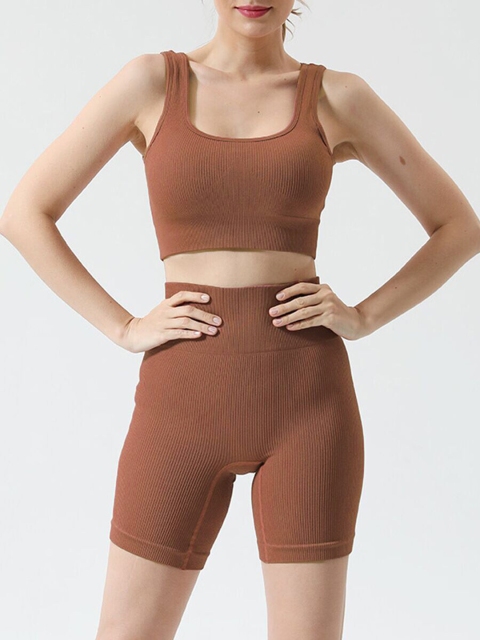 

URBANIC Women Brown Solid High-Rise Simplicity Tracksuit