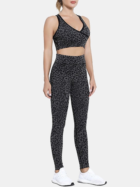 

URBANIC Women Black Cross Gym Suit