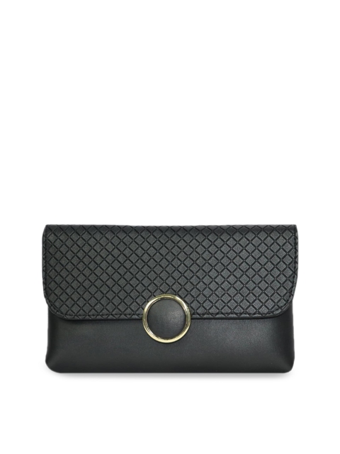 

LELYS Black & Gold-Toned Textured Purse Clutch