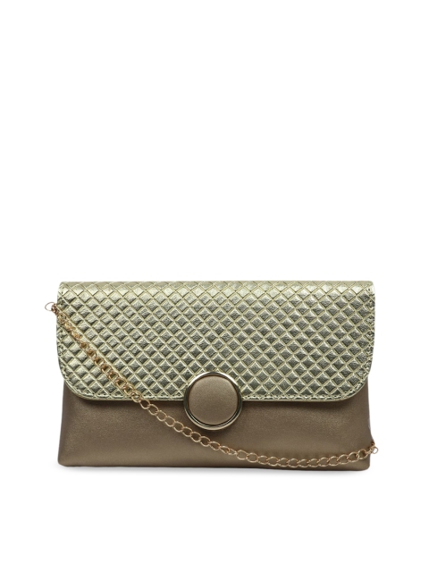 

LELYS Gold-Toned & Green Textured Purse Clutch