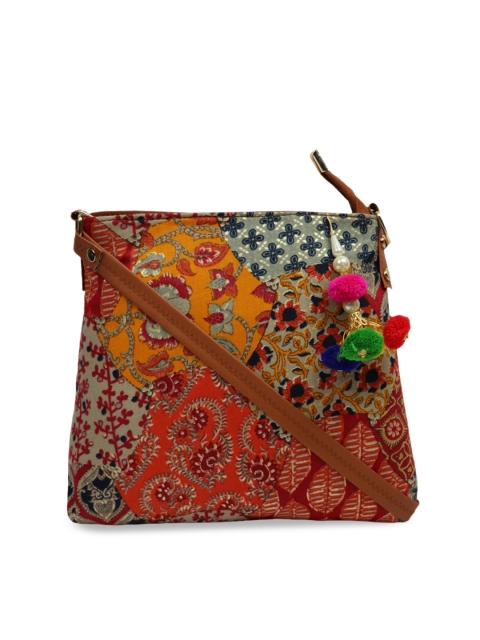 

LELYS Multicoloured Floral Textured Structured Sling Bag, Multi