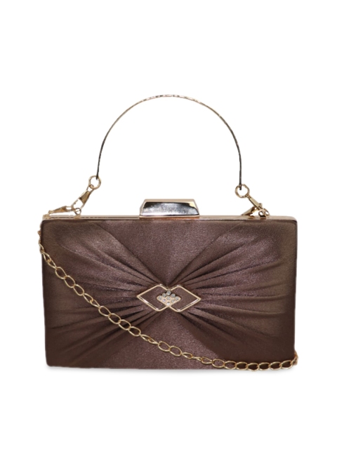 

LELYS Brown & Gold-Toned Textured Box Clutch