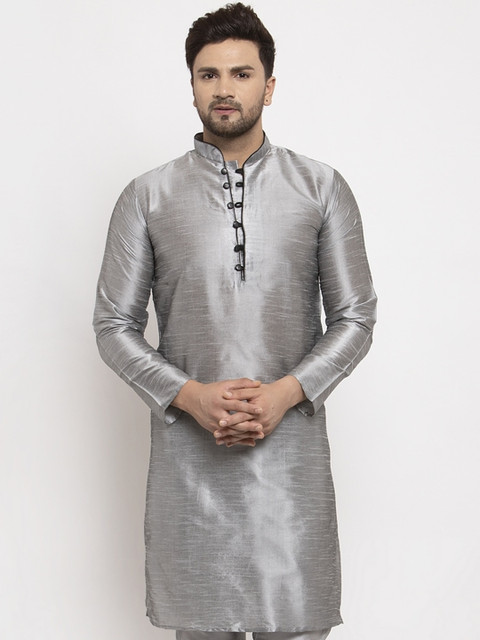 

Benstoke Men Grey Thread Work Pathani Kurta