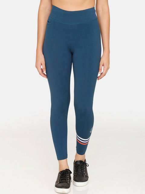 

Zelocity by Zivame Women Green Solid Cotton Training Tights