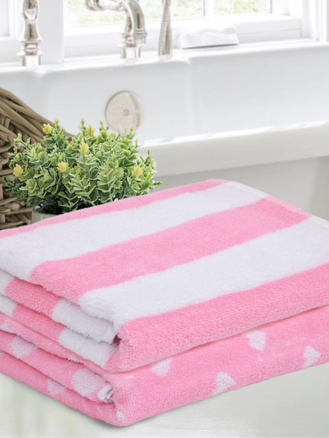 

haus & kinder Kids Pack Of 2 Pink Printed 500 GSM Pure Cotton Bath Towels