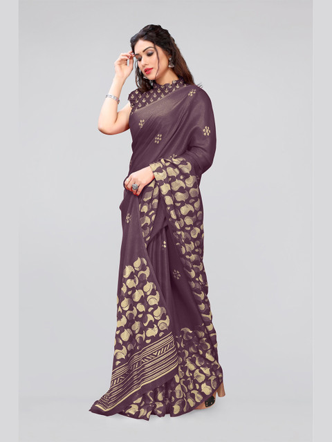 

MIRCHI FASHION Coffee Brown & Cream Paisley Woven Design Saree