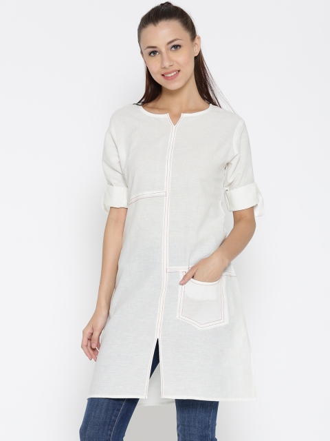 

Jashn Women Off-White Solid A-Line Kurta