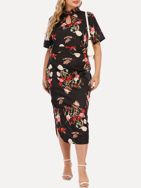 

URBANIC Women Black Printed Plus Size Co-Ords