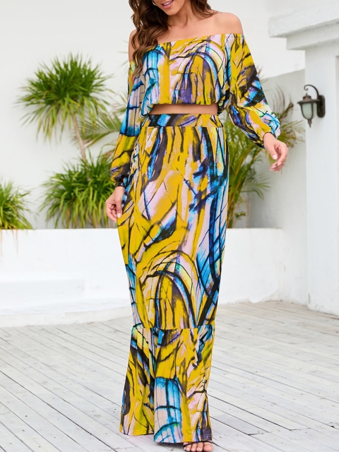 

URBANIC Women Yellow & Blue Printed Co-Ords