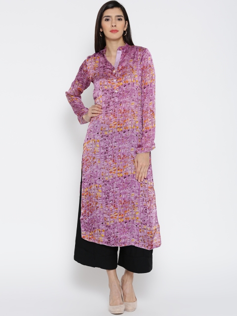 

Jashn Women Lavender Printed Straight Kurta