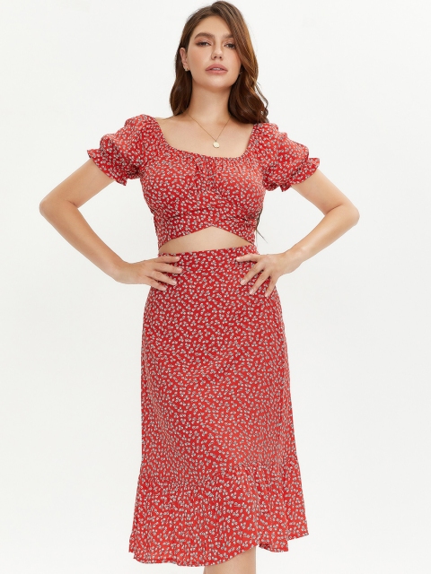 

URBANIC Women Red & White Printed Co-Ords