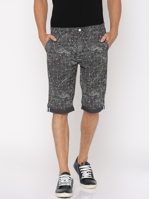 

Lee Men Charcoal Grey Printed Slim Fit Chino Shorts