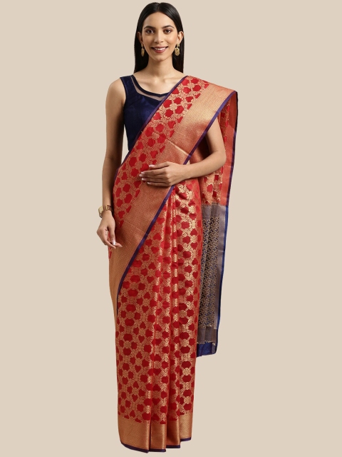 

Saree Swarg Red & Gold-Toned Woven Design Silk Blend Banarasi Sarees