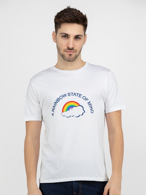 

MensXP Basics Men White Typography Printed Slim Fit T-shirt