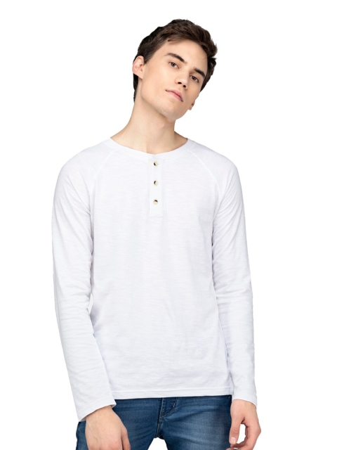 

MensXP Basics Men White Henley Neck T-shirt
