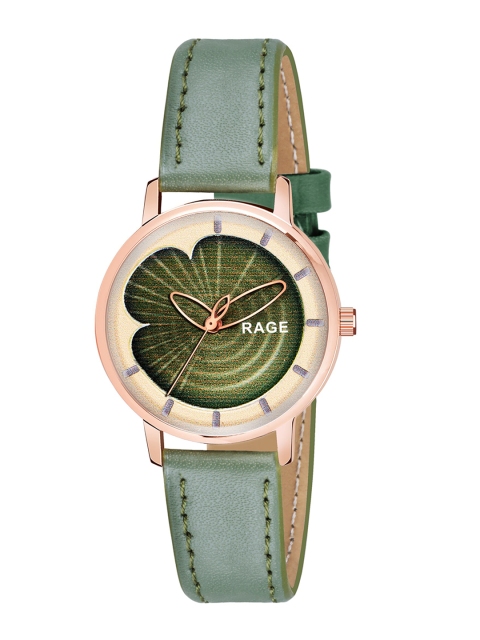 

Rage Enterprise Women Green Embellished Dial & Green Leather Straps Analogue Watch R-870-Green