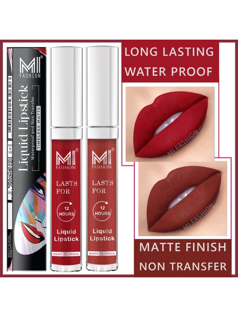 

MI FASHION Set of 2 Liquid Lipstick Smudge Free Matte Keeps Moisturize - Red