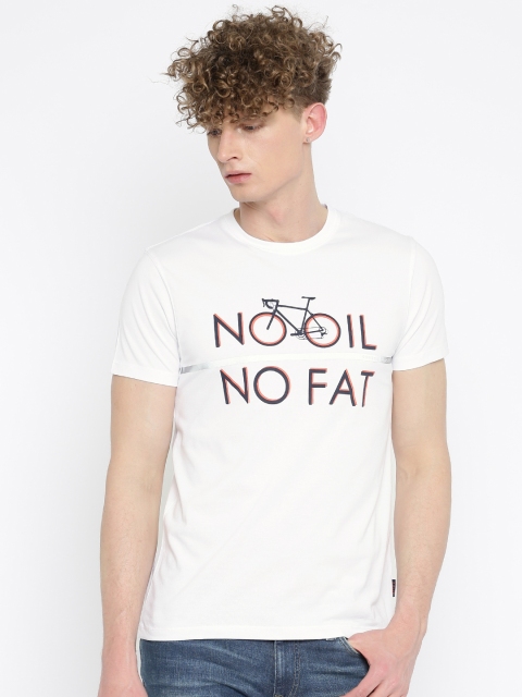 

Lee Men White Printed Round Neck T-Shirt