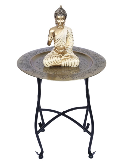 

HomeTown Gold Toned Nelumbra Metal Accent Table