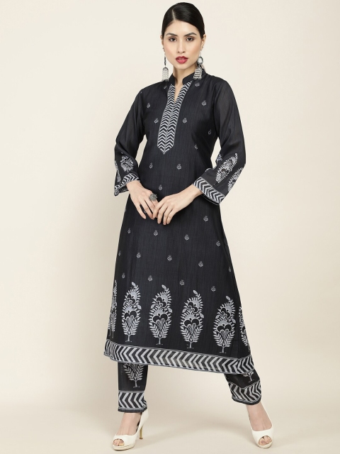 

Soch Women Black Floral Printed Kurta with Trousers