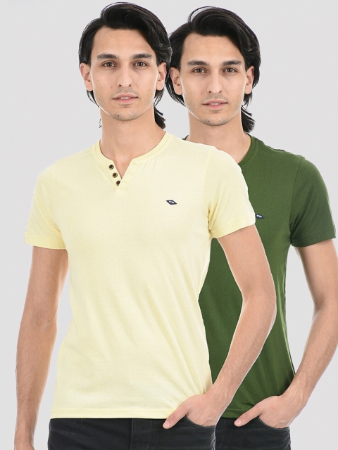 

Cloak & Decker by Monte Carlo Men Yellow Varsity High Neck Monochrome Set of 2 T-shirt