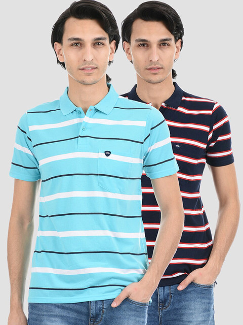 

Cloak & Decker by Monte Carlo Men Blue Striped T-shirt Pack Of 2