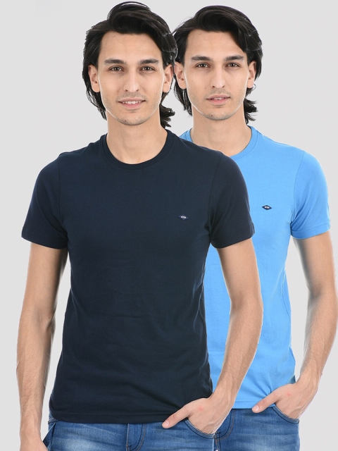 

Cloak & Decker by Monte Carlo Men Turquoise Blue & Navy Blue Pack Of 2 T-shirt