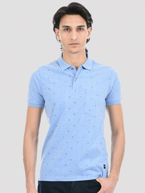 

Cloak & Decker by Monte Carlo Men Blue Printed Polo Collar T-shirt