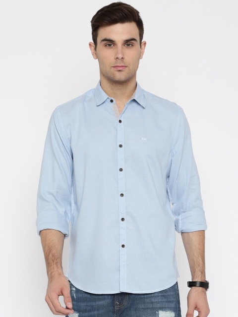 

Lee Men Blue Slim Fit Solid Casual Shirt