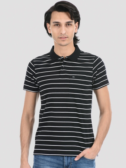 

Cloak & Decker by Monte Carlo Men Black Striped Polo Collar T-shirt