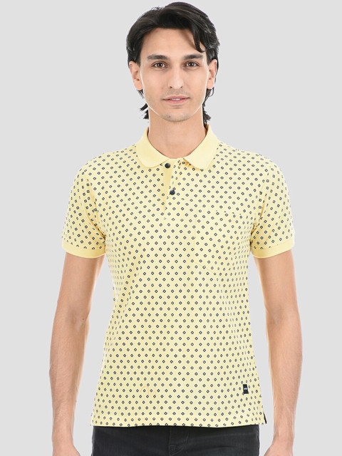 

Cloak & Decker by Monte Carlo Men Yellow Printed Polo Collar T-shirt