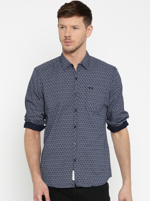 

Lee Men Navy Slim Fit Printed Casual Shirt, Navy blue