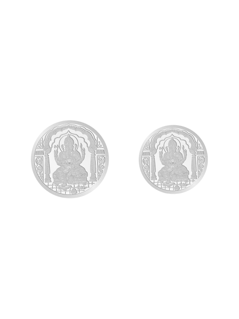 

WHP JEWELLERS Set of 2 Silver-Toned Ganesh 15 gram 999 Round Silver Coin