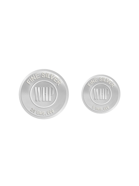

WHP JEWELLERS Set Of 2 Silver-Toned 999 Pure Silver Trimurthi Coins