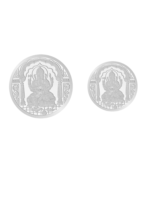 

WHP JEWELLERS Set Of 2 Silver-Toned 999 Pure Silver Ganesh Coins