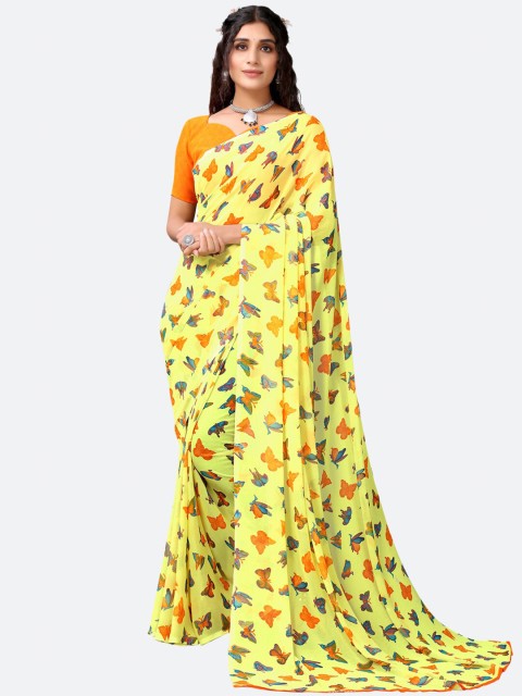 

KALINI Yellow & Orange Floral Saree