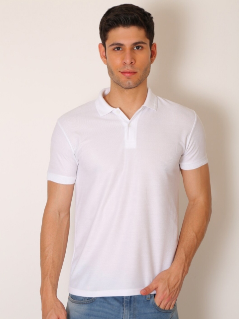 

JMP Men White Polo Collar Slim Fit T-shirt