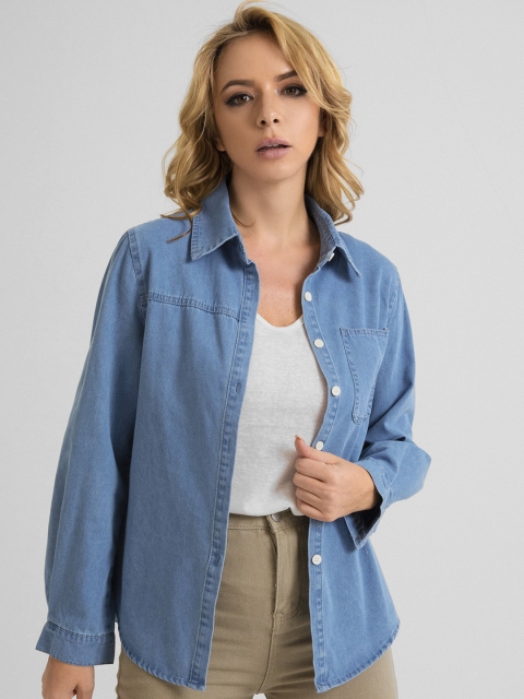 

URBANIC Women Blue Washed Longline Denim Jacket
