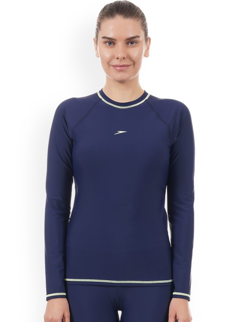 

Speedo Women Navy Blue Solid Swim Top
