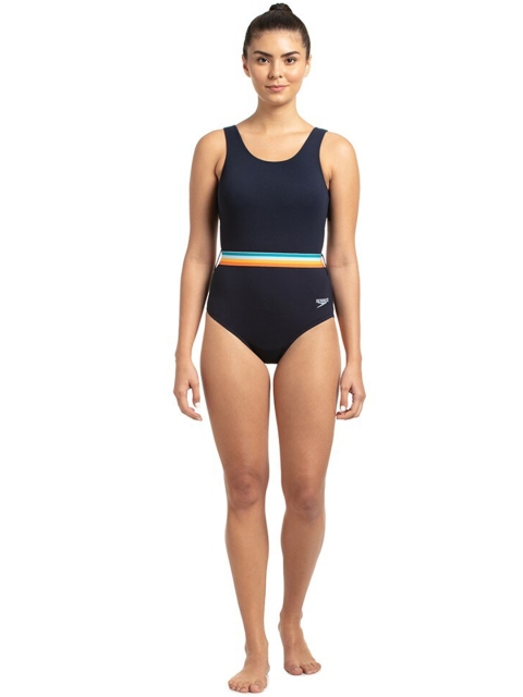 

Speedo Women Navy Blue Solid Bodysuit