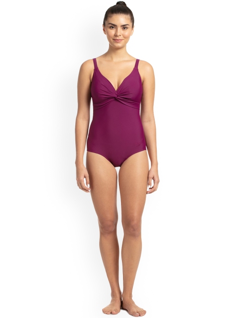 

Speedo Women Purple Solid Bodysuit