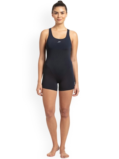 

Speedo Women Navy Blue Solid Legsuit