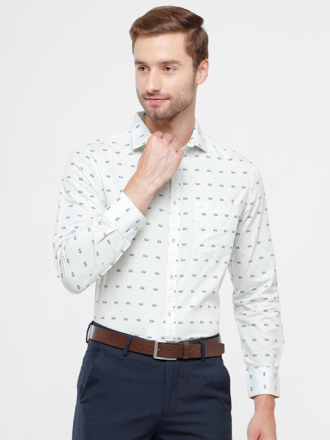 

CROYDON UK Men Off White Classic Regular Fit Printed Formal Shirt