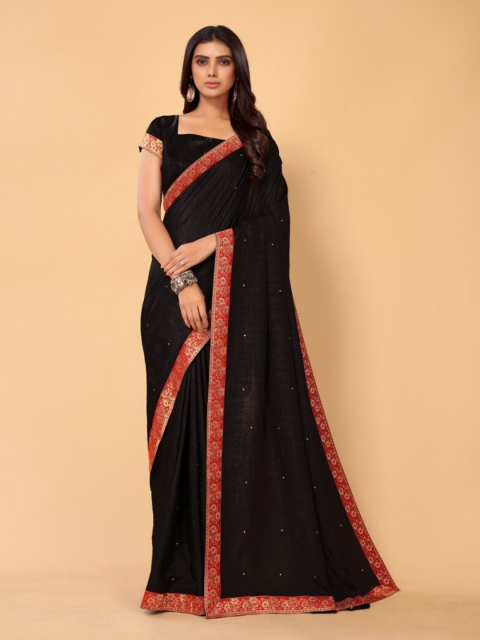 

KALINI Black & Red Silk Blend Saree