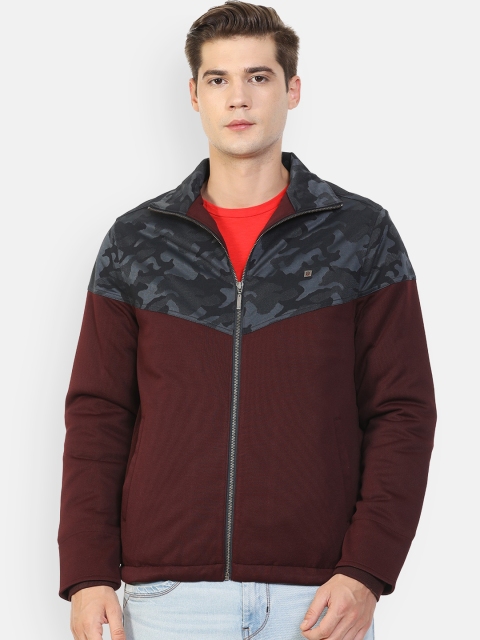 

Louis Philippe Jeans Men Maroon Camouflage Bomber Jacket