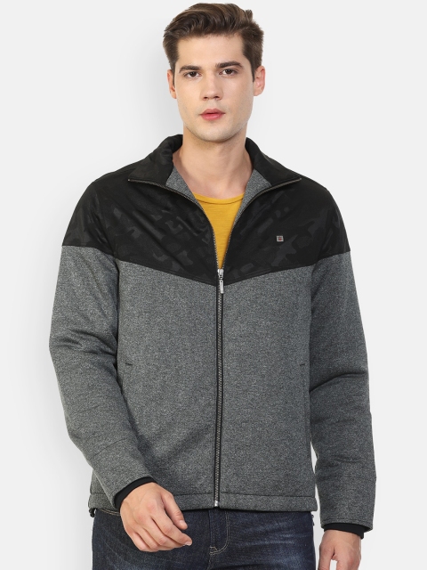 

Louis Philippe Jeans Men Grey Colourblocked Crop Quilted Jacket