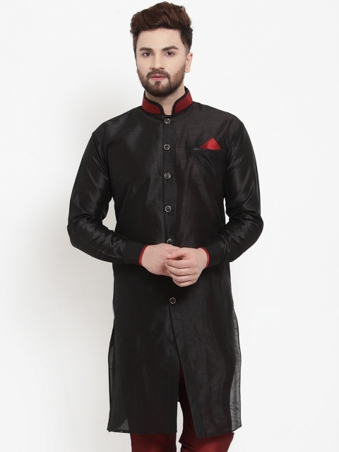 

Benstoke Men Black Solid Kurta