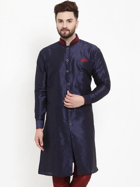 

Benstoke Men Navy Blue Kurta
